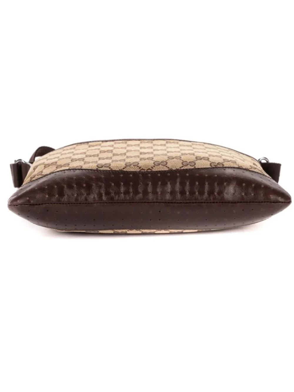 Gucci Vintage Flap Messenger Beige Dark Brown GG Canvas
